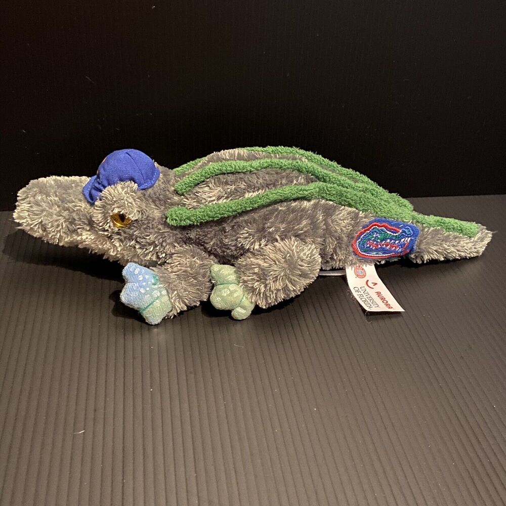 UNIVERSITY‎ of FLORIDA 11” GATOR ALLIGATOR Aurora Green Blue Cap Plush Stuffed